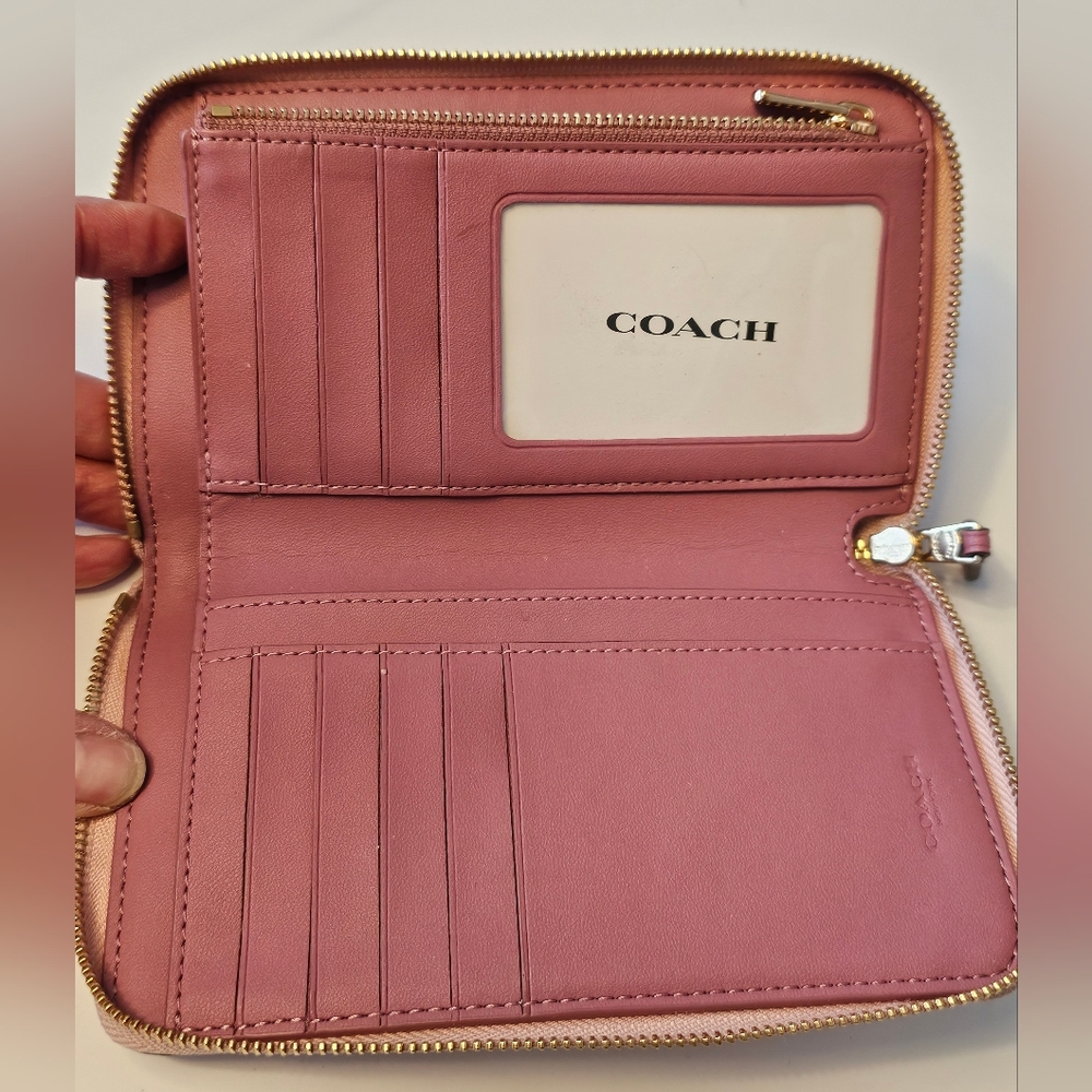 Coach Pink Butterfly Zip Around  Wallet - Picture 6 of 9